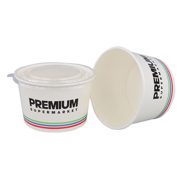 High quality custom logo greaseproof soup cup salad food takeaway bowl with lid