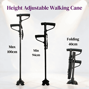 Canne <span class=keywords><strong>de</strong></span> marche à double poignée pour aider à la marche debout, bâton léger en aluminium, aide à la mobilité pliable antidérapante avec lumière pour personnes âgées - Product Image 2