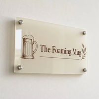 Signalétique en acrylique sur mesure pour bar, pub, lounge, murale, avec supports, découpée au laser, impression UV, vente en gros, direct usine