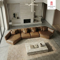 Canapé en cuir chocolat, ensemble de meubles de salon moderne, canapé modulaire minimaliste, 4 places, design luxueux