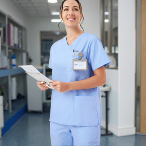 男女兼用ANNO半袖ナーススクラブシャツ医療用ジョガーユニフォーム男性と女性用卸売り織り生地 - Product Image 1