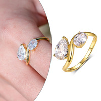 Bague de fiançailles Toi et Moi en argent sterling S925 avec deux pierres, moissanite taille poire et ovale, plaqué or 18 carats, bijoux pour femme