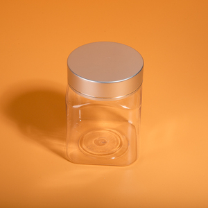 批发新设计方形食品容器蜂蜜塑料罐透明储物瓶定制带盖标签 - Product Image 3