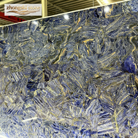 Pierre naturelle de luxe Cloisonné bleu, texture cristalline, bleu profond avec veines dorées, pour salle à manger et salle de bain, découpe sur mesure