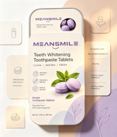 Comprimés blanchissants pour les dents Purple Teeth Whitening Tablets 2026, nouveaux comprimés professionnels pour la restauration dentaire, sans alcool ni peroxyde, saveur menthe fraîche