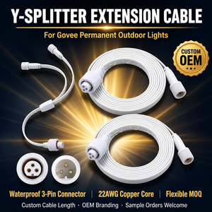 Câble d'extension en Y de 6,2 pieds, lot de 2, cordon étanche compatible avec les lumières extérieures permanentes Govee <span class=keywords><strong>Pro</strong></span> H706A H706B H706C - Product Image 1