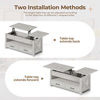 Table basse réglable en hauteur de 48 pouces avec 2 tiroirs de rangement, compartiment caché, dessus en panneau de bois antique rétro, meubles de salon
