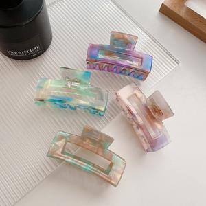 Clip su misura dell'artiglio dei capelli vuoti quadrati della Clip della coda di cavallo della presa dei capelli dell'acetato della cellulosa di colore misto su misura 7.8cm della corea - Product Image 4