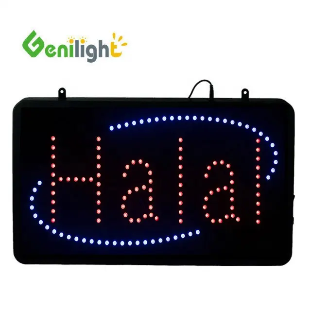 Genilight Trong Nhà 56*33 cm HALAL LED Kinh Doanh Hoạt Hình dấu hiệu mở Chuyển Động Hiển Thị Quảng Cáo bảng điều chỉnh