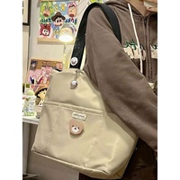 Couleur unie sac à main décontracté épaule sac fourre-tout grande capacité toile fermeture éclair Portable réutilisable Shopping plage