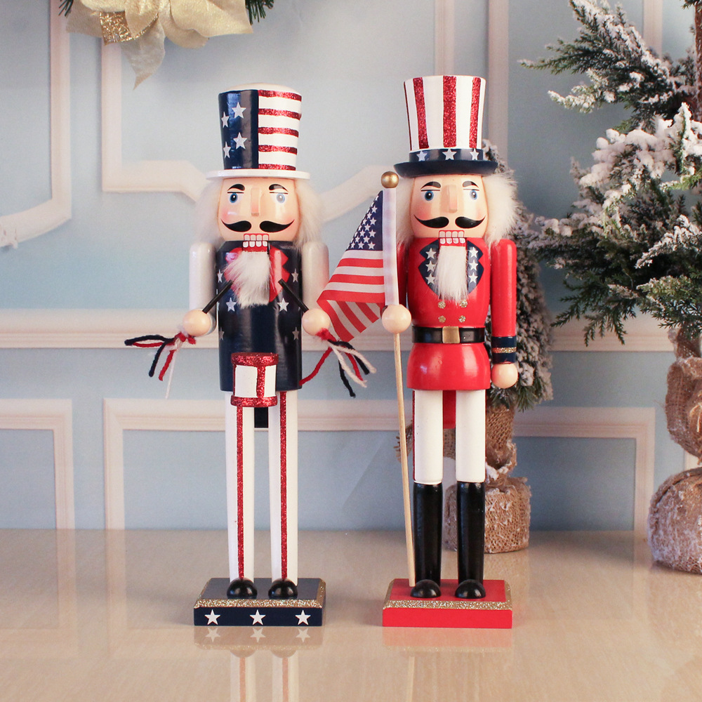 Kuashidai Adornos de soldado cascanueces 38 cm madera cascanueces figura adornos para el hogar Navidad fiesta decoración Año Nuevo regalos para niños