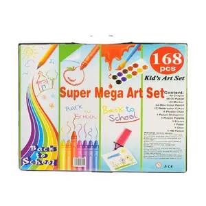 168支厂家价格绘画笔儿童水彩画笔套装儿童艺术用品返校礼品艺术168支画笔套装