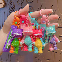 Offre Spéciale Cool ours PVC peluche porte-clés voiture pendentif couleur-bloc exquis Couple sac ornement petit poids léger cadeau mousqueton