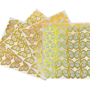 Lot de 20 autocollants papillons 3D stéréoscopiques dorés, décorations murales et pour gâteaux, fournitures de fête, vente en gros - Product Image 1