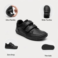 Chaussures d'école en cuir véritable pour enfants, à bout large et zéro drop, fabricant OEM