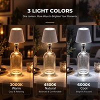 Lampe de table LED à prix d'usine, OEM personnalisée, en forme de bouteille de vin, à intensité tactile, pour salle à manger, cuisine, salle de bain, balcon, décoration intérieure