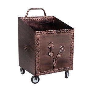 Grand porte-bois avec roues couleur cuivre - Product Image 1