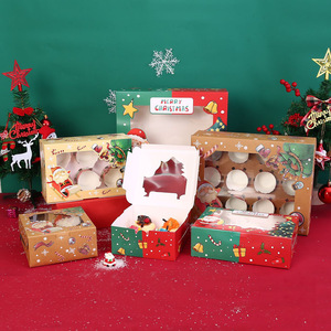 Custom Luxe Kerst Dessert Cake Papier Geschenkdoos Met Doorzichtig Venster - Product Image 1