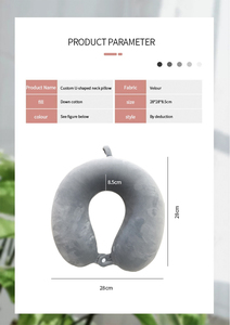 Bantal Leher Perjalanan Busa Memori Bentuk U dengan Kancing Kain Plush Kristal Khusus - Product Image 5