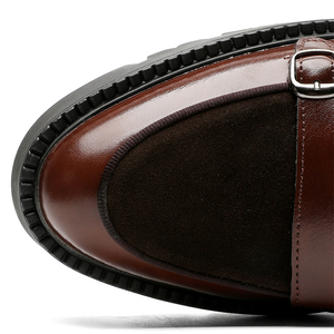 Chaussures habillées pour homme en cuir de vachette, confortables, à bout pointu, nouveau design 2024, vente chaude, style Oxford, marron - Product Image 4