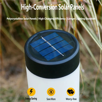 Lampe solaire pour pelouse, lampe de table, lampe de camping, cylindre ABS, étanche IP65, avec lumière blanche et chaude, pour jardin, pelouse, décoration de table extérieure