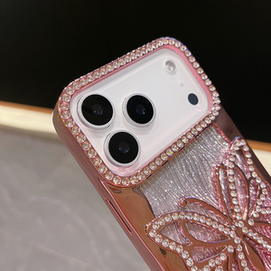 Funda para Teléfono Móvil con Diseño de Mariposa Degradada y Diamantes para iPhone 17 16 15 Pro Max, con Ondas Brillantes y Recubrimiento Electrochapado de TPU - Product Image 6