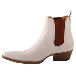 Ammortizzatore resistente da <span class=keywords><strong>uomo</strong></span> Top in pelle di mucca stivali Chelsea Casual antiscivolo scarpe bianche stile Cowboy - Product Image 3