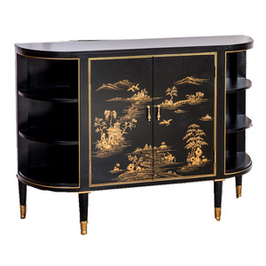 <span class=keywords><strong>Nero</strong></span> Antico Lacca Soggiorno Camera da Letto Doppia Porta Display Cabinet in Legno/Console da <span class=keywords><strong>Tavolo</strong></span> con Rame - Product Image 1