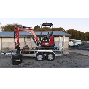 Towing Open Car Trailers Towing Excavator 3 Tons Digger On Trailer