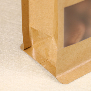 Bolsas de embalaje de pie para comida, bolsas de papel Kraft cuadradas marrones con cierre hermético impreso resellable para embalaje de ventana - Product Image 6
