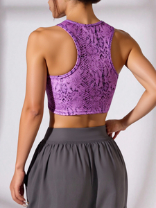 Reggiseno sportivo senza fili con stampa a serpente blu elegante per donne Casual palestra allenamento Yoga Fitness abbigliamento allenamento attivo reggiseno traspirante - Product Image 1