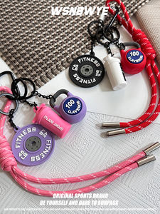 3D Fitness salonu sportif yeni karikatür ationrope l halat kolye aksesuarları spor halter plakaları dambıl dambıl anahtarlık - Product Image 3