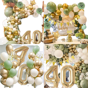 Kit de guirnalda de globos de <span class=keywords><strong>fiesta</strong></span> de aluminio verde salvia de Super <span class=keywords><strong>Septiembre</strong></span> con bandera de cartel de feliz cumpleaños para decoraciones temáticas de Safari salvaje - Product Image 6