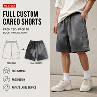 Shorts Cargo Vintage Délavés Personnalisés IKDEER, Taille Élastique, Multi-Poches, Décontractés, pour Marques de Streetwear, Commande en Gros