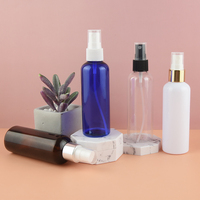 Flacon pulvérisateur PET bleu de 100 ml avec pompe à brume fine - Flacon cosmétique en plastique bleu cobalt de 3,4 oz pour toner, parfum, alcool