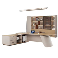 Bureau de direction de style luxe léger, moderne et minimaliste, haut de gamme, table de bureau de président, MDF de qualité supérieure, écologique, avec rangement