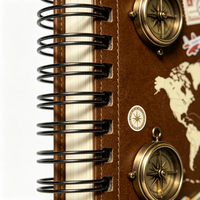 Carnet de voyage personnalisé avec carte du monde vintage 2027, carnet à spirales en cuir PU, journal de voyage, cadeau