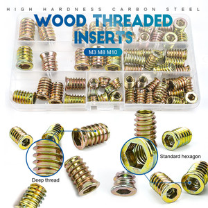 Inserts filetés en acier zingué M6 pour meubles en bois, à entraînement hexagonal, pour applications bois et minier - Product Image 2