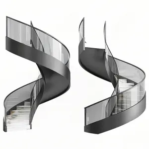 Steel marble spiral glass staircase hot sale fashion style