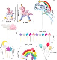 Einhorn Regenbogen Kuchen-Dekorations-Set Stern Wolke Mond Ballon Happy Birthday Topper Magische Mädchen Babyparty Zubehör Kuchen-Deko