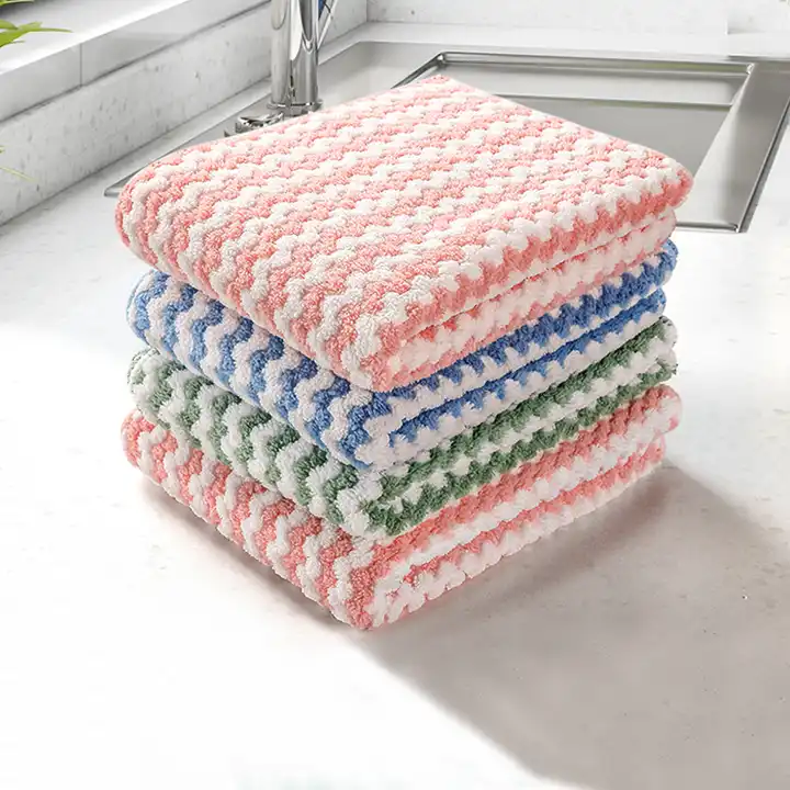 5PCSKitchen Dish Cloth Kitchen Rags Thicken Absorbent Housework Clean Towel  Kitchen Cleaning Supplies Microfiber Cleaning Cloth