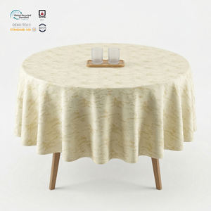 Mantel Redondo de Poliéster Jacquard Floral Negro Reutilizable de 108 Pulgadas - Elegante, Lavable e Impermeable para Decoración del Hogar, Bodas y Fiestas - Product Image 1