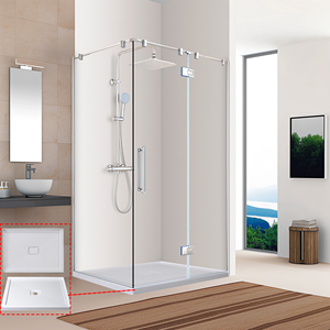 Accessoires anti-fuite Plateau de salle de bain en fibre de verre pour la douche avec couvercle de vidange - Product Image 2