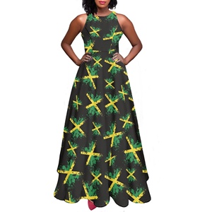 Unique Design Elegant Sleeveless Jamaican Flag <strong>Pattern</strong> Tank Top Dress for Women Custom Print <strong>on</strong> Demand Luxury Jamaican Clothing - Product Image 5
