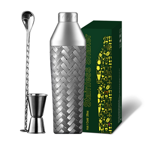 Kit cadeau de shaker à cocktail avec logo personnalisé <span class=keywords><strong>Boston</strong></span> en acier inoxydable noir mat avec support pour barman - Product Image 1
