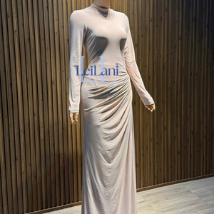 Elegant High Neck Regular Sleeve Bodycon Maxi Dress-Anti-Wrinkle Breathable Comfortable Winter Party Dress for Women - Product Image 1
