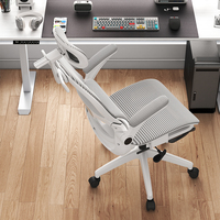 Chaise de bureau de direction au design moderne, rotation à 360 degrés, siège ergonomique en tissu maillé, 3 vérins à gaz, appui-tête en maille 3D réglable, nylon