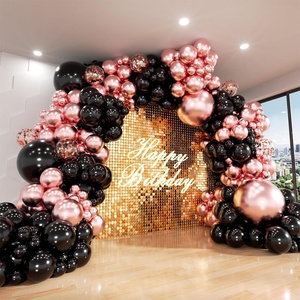 Kit Decorazioni <span class=keywords><strong>per</strong></span> Feste di Compleanno e Matrimonio, Set Ghirlanda di Palloncini Neri Cromati e Oro Rosa con <span class=keywords><strong>Coriandoli</strong></span> - Product Image 4