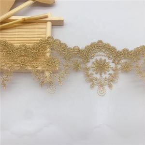 Pizzo solubile in acqua filo d'oro 3D Off-the-Shelf garza ricamo abiti accessori <span class=keywords><strong>per</strong></span> <span class=keywords><strong>scarpe</strong></span> da sposa borse elegante pizzo d'oro - Product Image 2