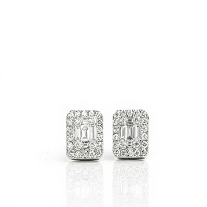 Pendientes de Diamantes Creados en Laboratorio, Joyería Fina, Plata de Ley 925, Oro Blanco Sólido de 10K, 14K, 18K, Pendientes con Halo de Ilusión - Product Image 1